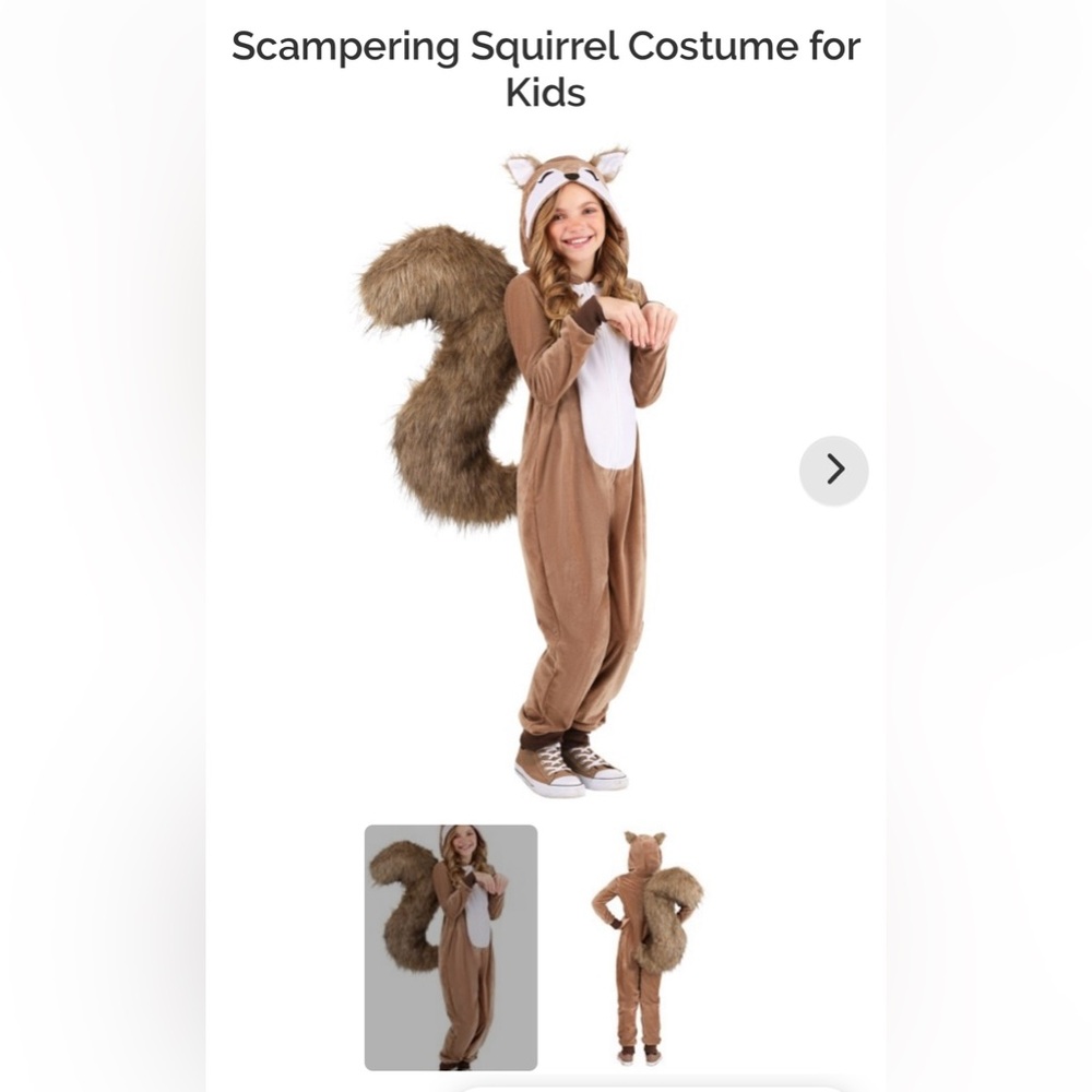 Youth squirrel costume